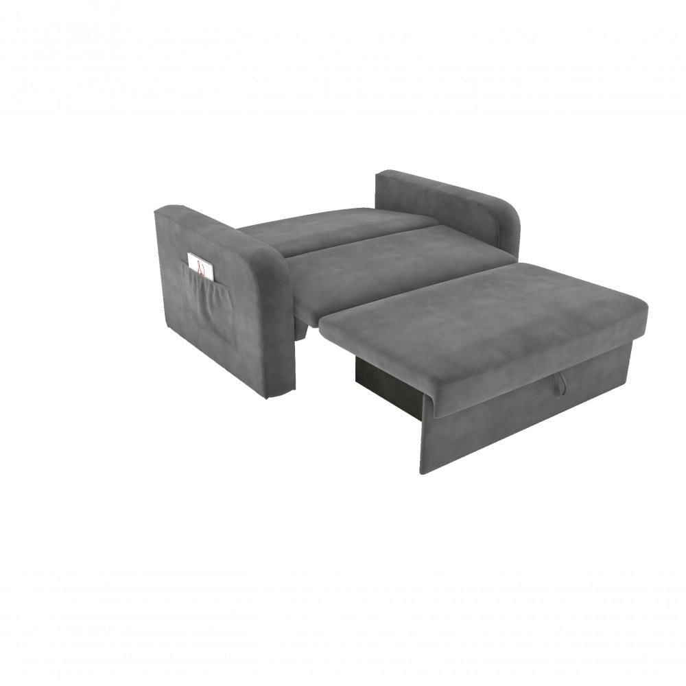 Miniatura Sofá Cama Daiane 2 Lugares Com Baú Veludo Cinza Matrix