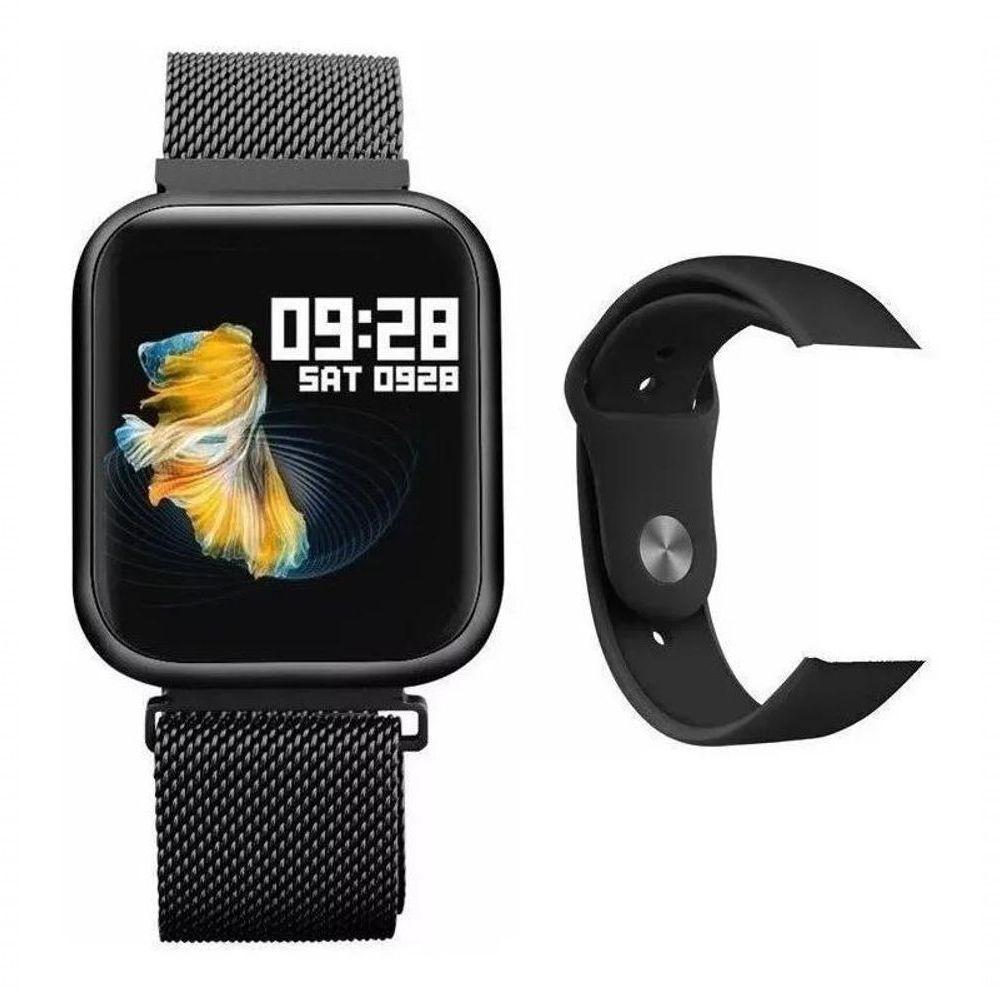 Miniatura Smartwatch P70 Oled Pro Duas Pulseiras - Preto