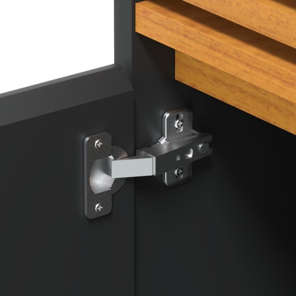 Miniatura Buffet Aparador Ripado 4 Portas Com Pés De MDF Astúrias 180cm Preto Cedro