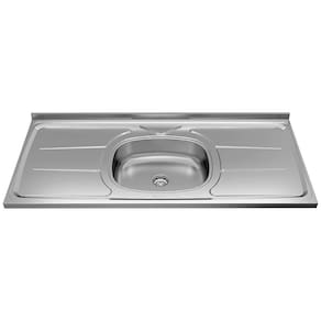 Miniatura Cozinha Compacta Bartira Jaspe com 1 Pia, 6 Portas, 3 Gavetas e 6 Prateleiras - 260,4 cm de Largura Damasco/Branco