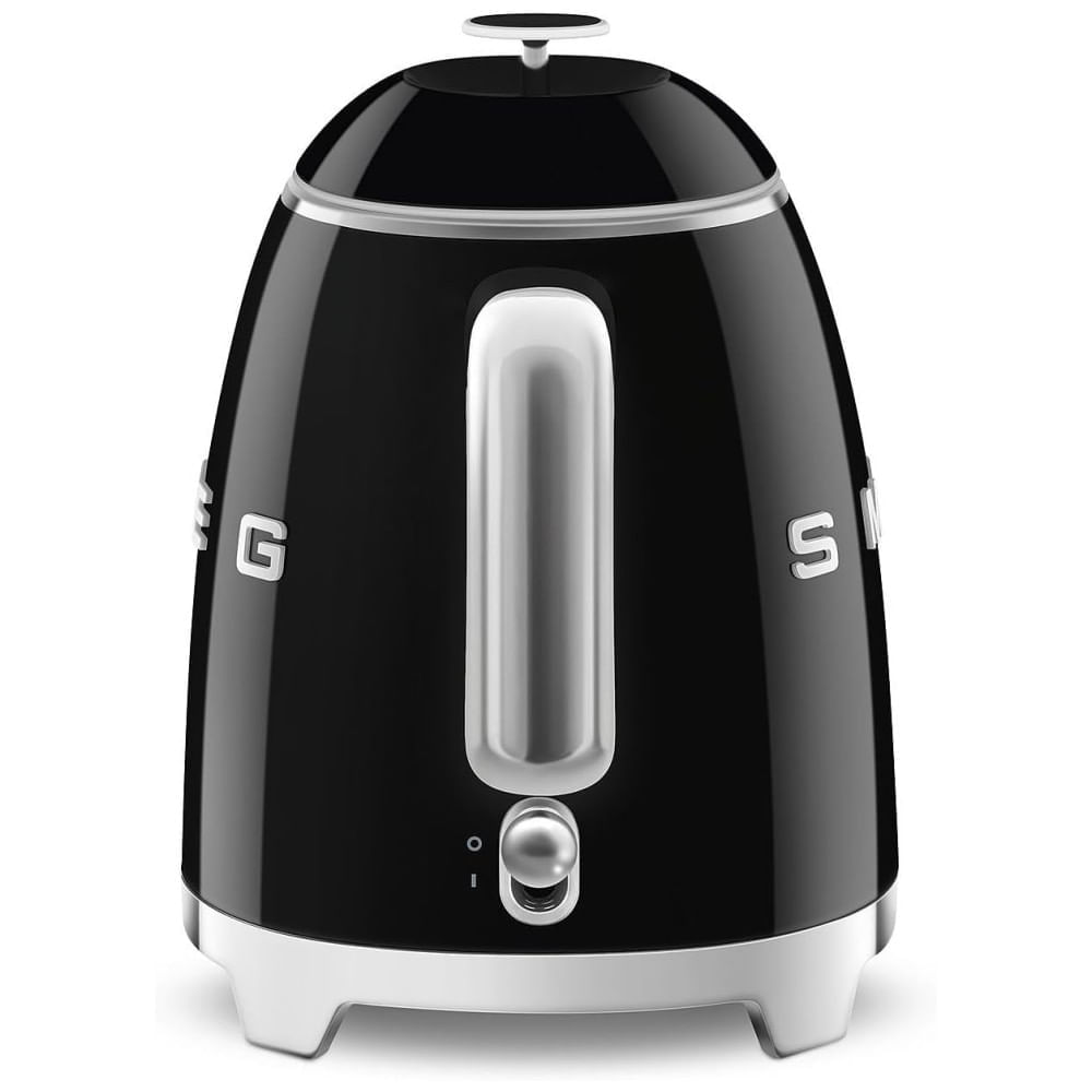 Miniatura Chaleira Elétrica SMEG Mini 50s Retro Style de 3 xícaras com Base Antideslizante de Parede Dupla e Indicador de Nível de Água - Preto