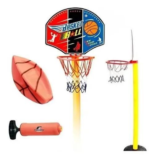 Miniatura Kit Jogo De Basquete Infantil Completo Bola Cesta Suporte