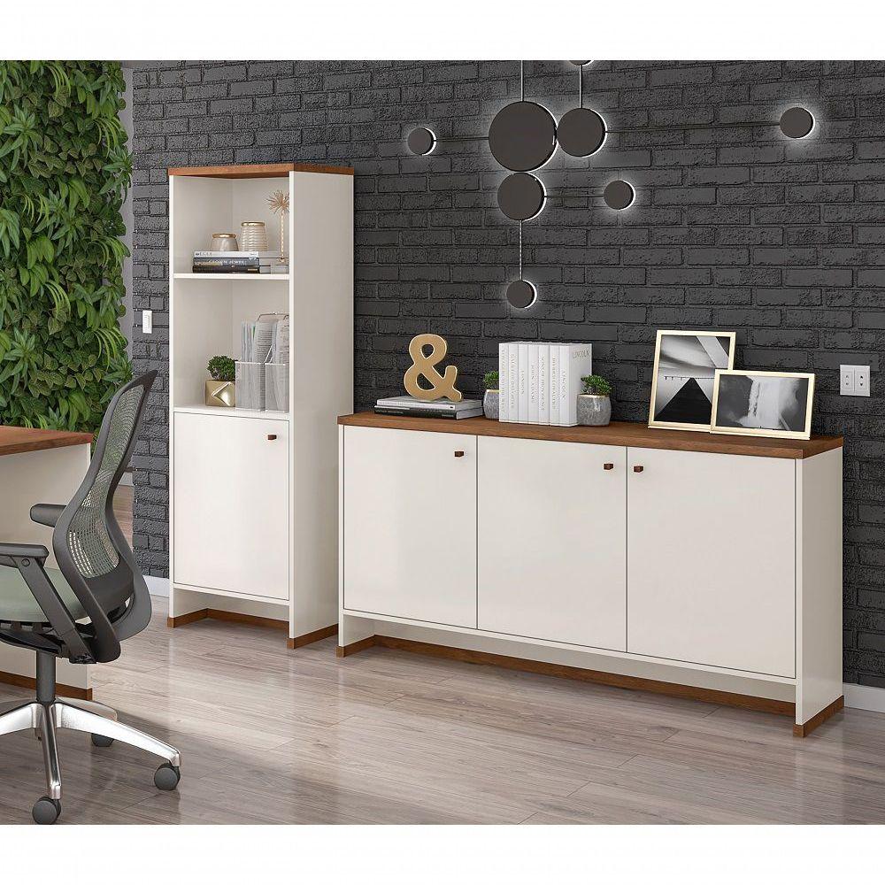 Miniatura Conjunto Escritório Buffet E Armário Berlin Vianossa Offwhite Naturale