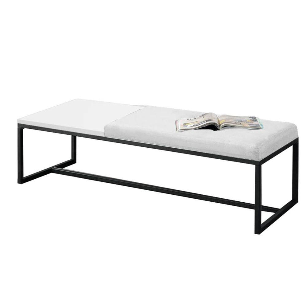 Miniatura Calçadeira Recamier Londres 140cm Preto Sintético Branco Mdf Branco - Ahazzo Móveis