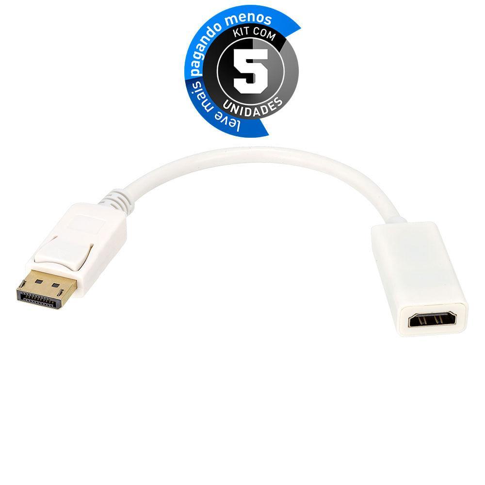 Miniatura Adaptador Displayport Para Hdmi Branco - Kit Com 5