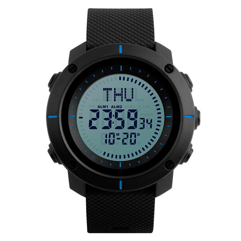 Miniatura Relógio Bússola Masculino Skmei Digital 1216 - Preto E Azul