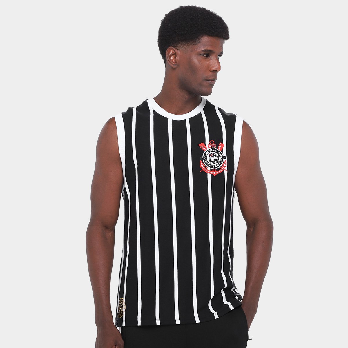 Miniatura Regata Corinthians Retrô Masculina Preto - EGG