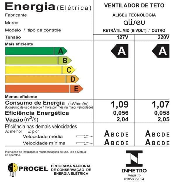 Miniatura Ventilador De Teto Aliseu Retrátil Mid Branco Bivolt