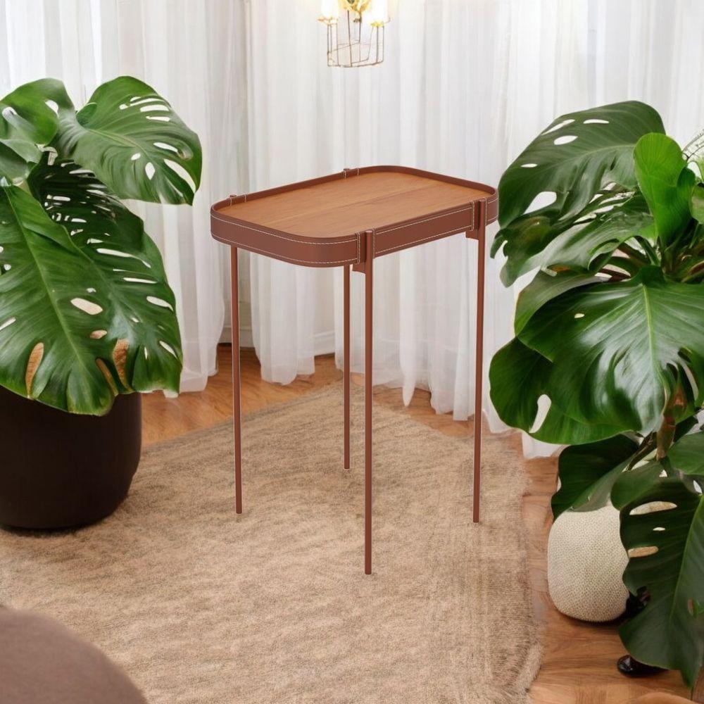 Miniatura Mesa Lateral Com Pés De Metal Lagos Nature Cobre