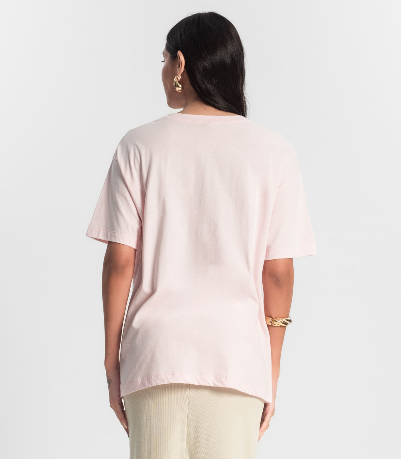 Miniatura Camiseta Feminina T-Shirt Meia Malha Rosa G