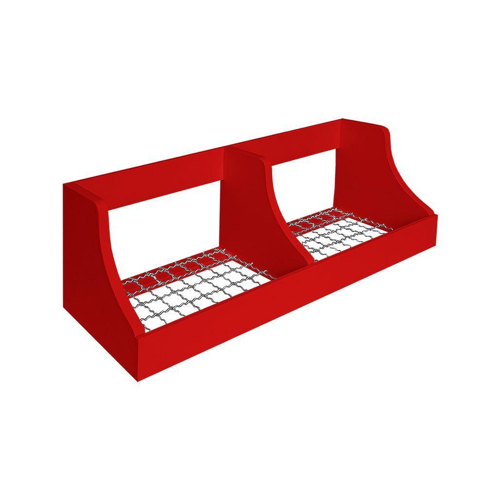 Miniatura Fruteira Suspensa De Parede Prateleira Porta Legumes Cozinha Em Madeira Vermelho Laca
