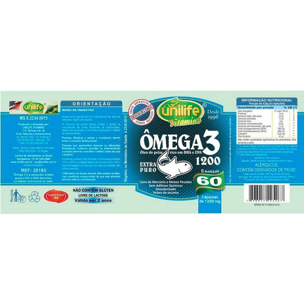 Miniatura Kit 2 ômega 3 óleo De Peixe 1200mg 60 Cápsulas Unilife