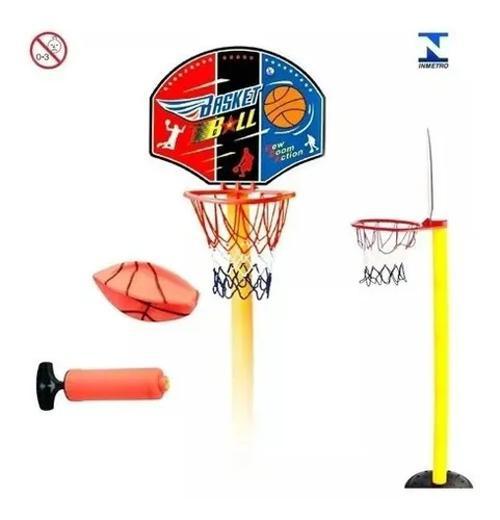 Miniatura Kit Jogo De Basquete Infantil Completo Bola Cesta Suporte