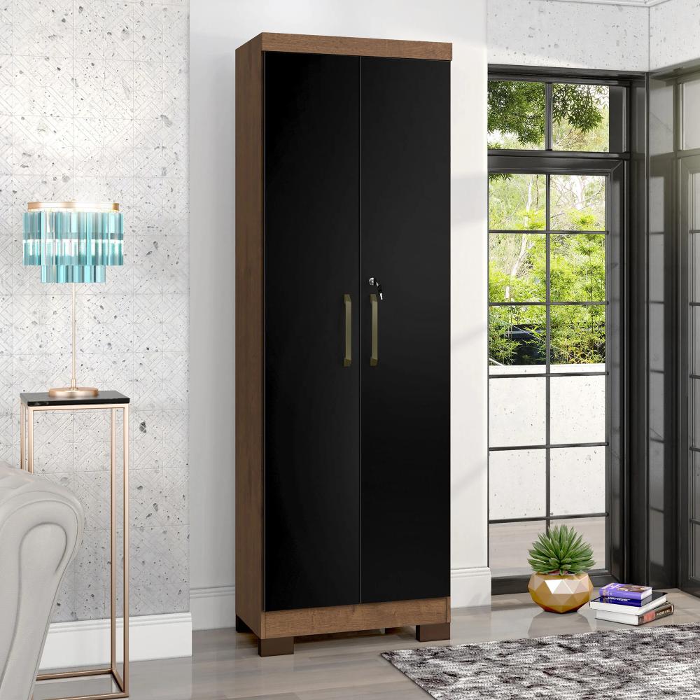Miniatura Armário Multiuso 2 Portas e 4 Prateleiras Max Plus Zanzini Natura/Preto