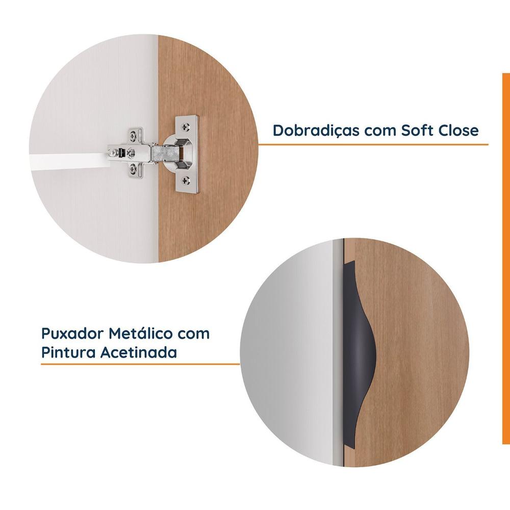 Miniatura Guarda Roupa Modulado de Canto 6 Portas 3 Peças Hera Cabecasa Madeiramadeira Branco Geada/Louro/Preto