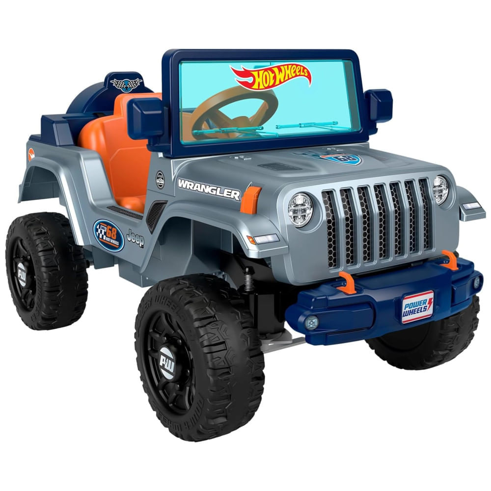 Miniatura Carro Elétrico Infantil 6V Jeep Wrangler com Som de Direção e Tração Multiterreno, Hot Wheels 110v