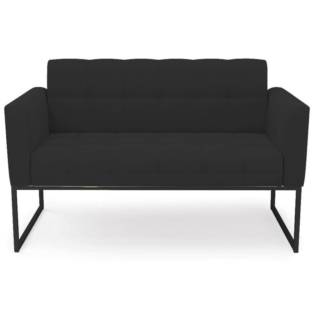 Sofá Namoradeira E 2 Poltronas Base Industrial Preto Ana Veludo Preto - Ibiza