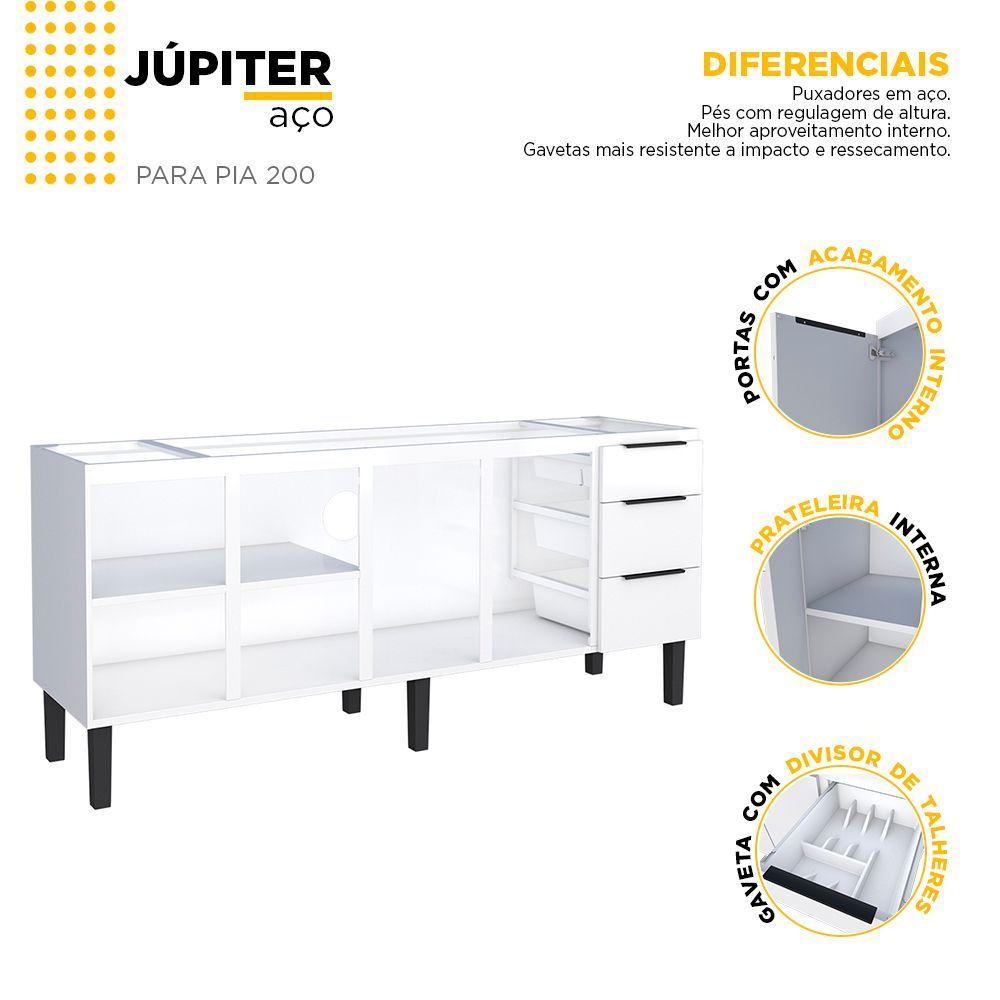 Miniatura Gabinete Cozinha Em Aço Júpiter 200 3 Gavetas Branco