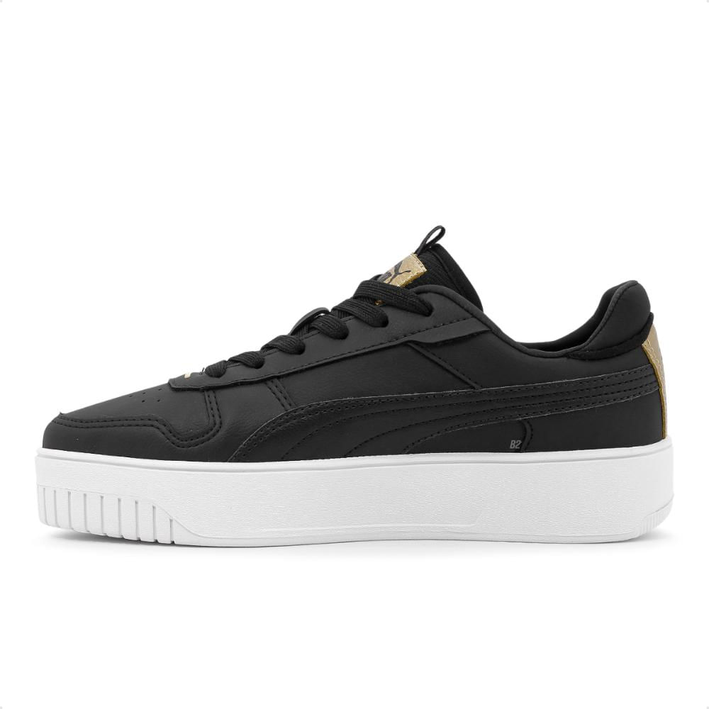 Miniatura Tênis Puma Carina Street BDP Feminino + 3 Pares de Meias Preto / Dourado - 34