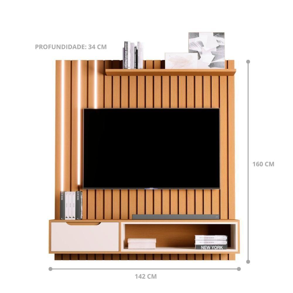 Miniatura Painel Ripado Para Tv 58 Polegadas Autumn Nature Off White