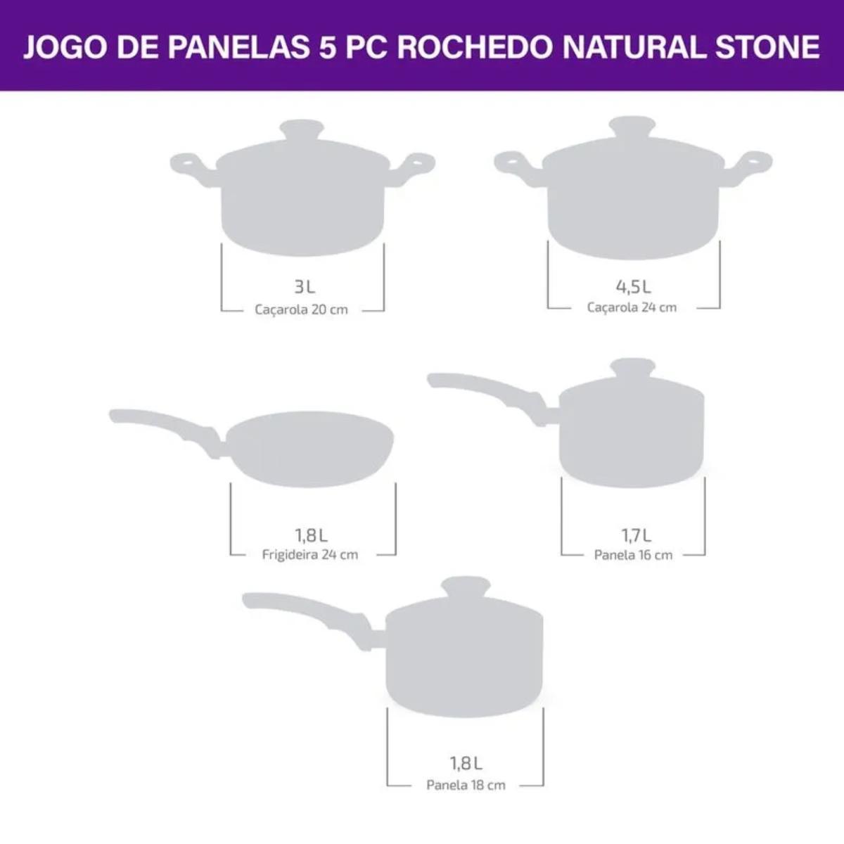 Miniatura Jogo De Panelas Rochedo Natural Stone Minerium 5 Peças