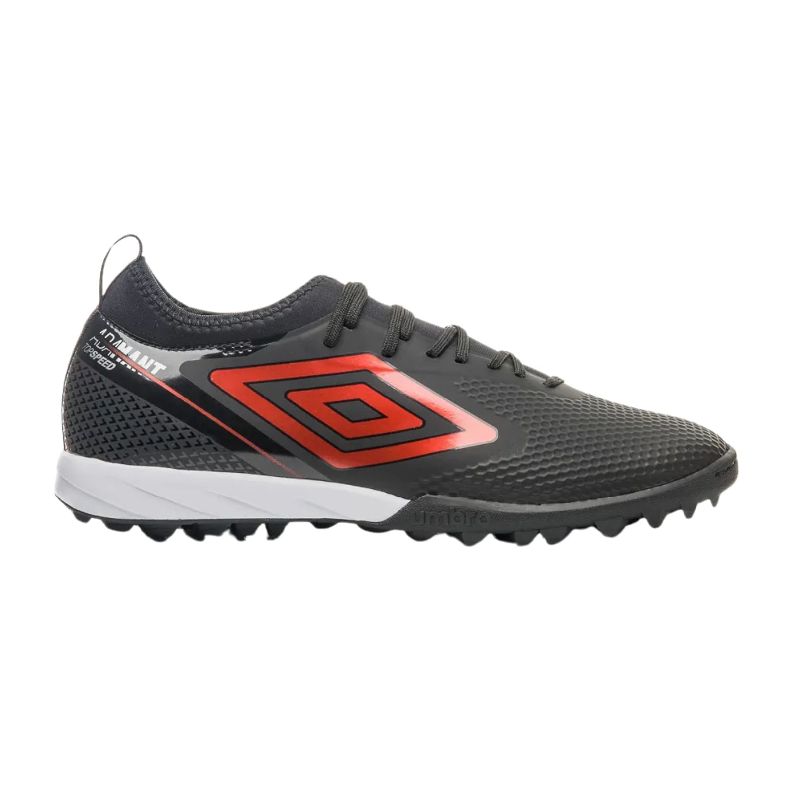 Chuteira Society Umbro Adamant Top Speed Club Preto/Vermelho/Branco