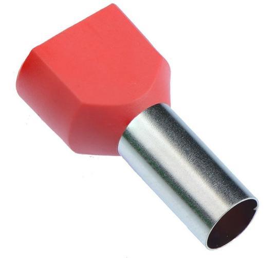 Miniatura Kit 100X Terminal Elétrico Ilhós Tubular Duplo 10Mm Vermelho