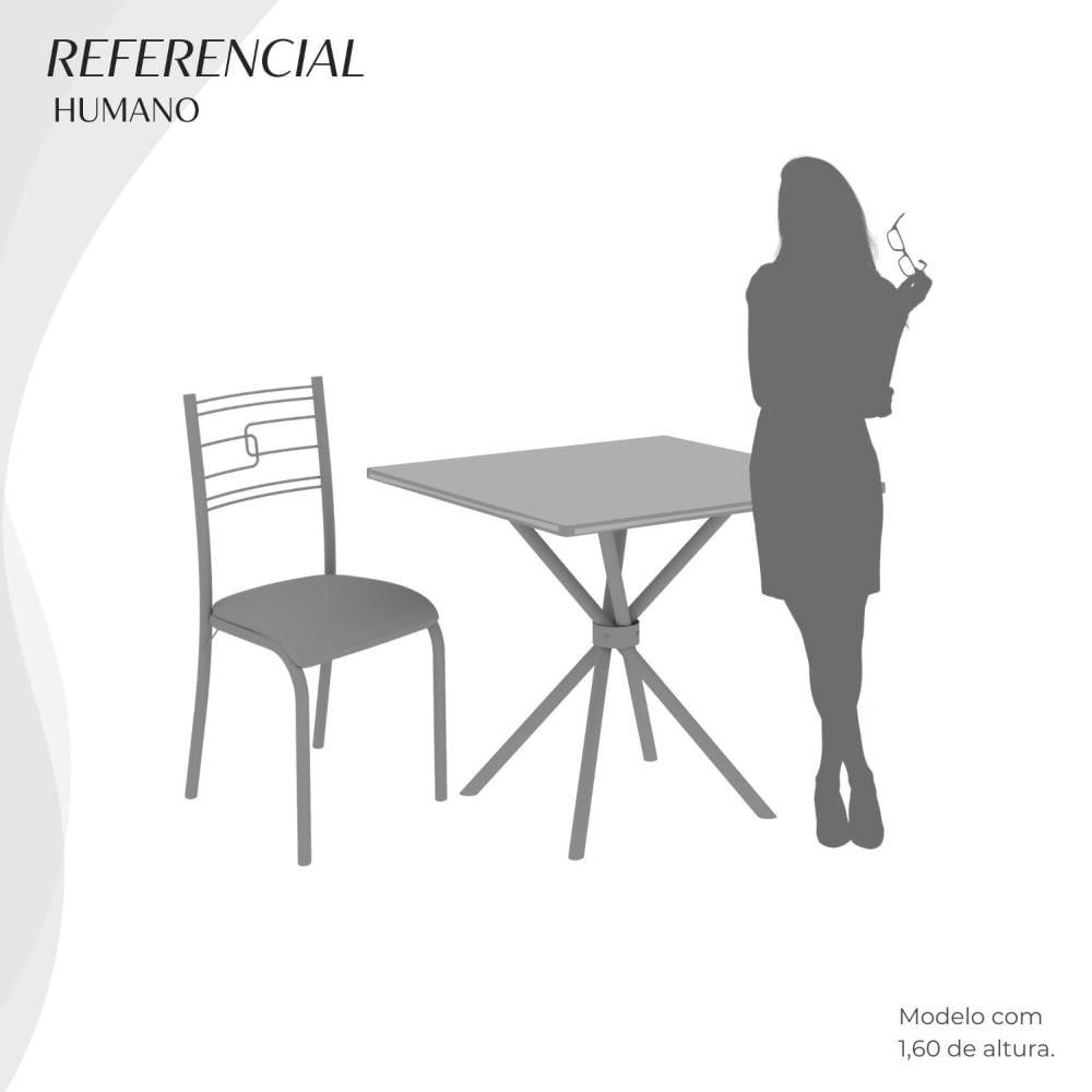Miniatura Conjunto Sala de Jantar Mesa Quadrada 70x70cm Tampo Mdp Off White 4 Cadeiras Paraty Courino Marrom / Branco