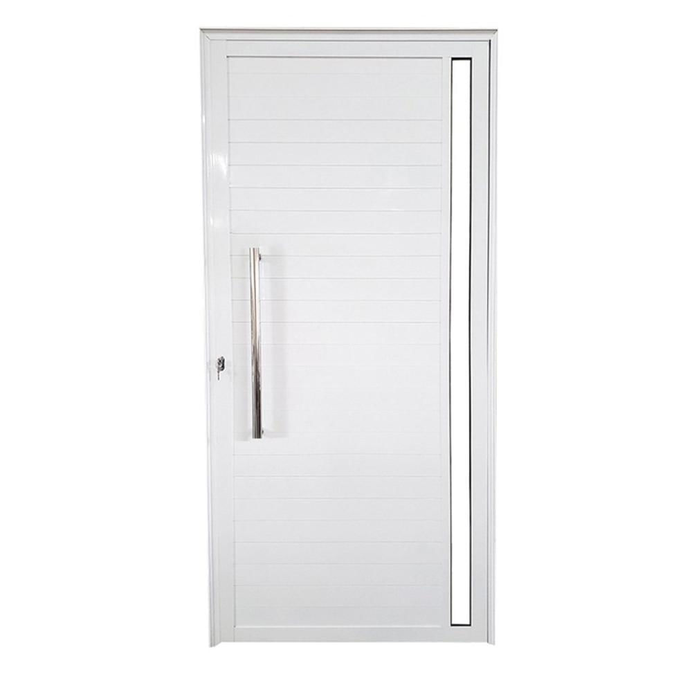 Miniatura Porta Lambril de Alumínio Esquerda 210 x 90cm com Visor Linha Veneza Esquadrias Bergamo Branco
