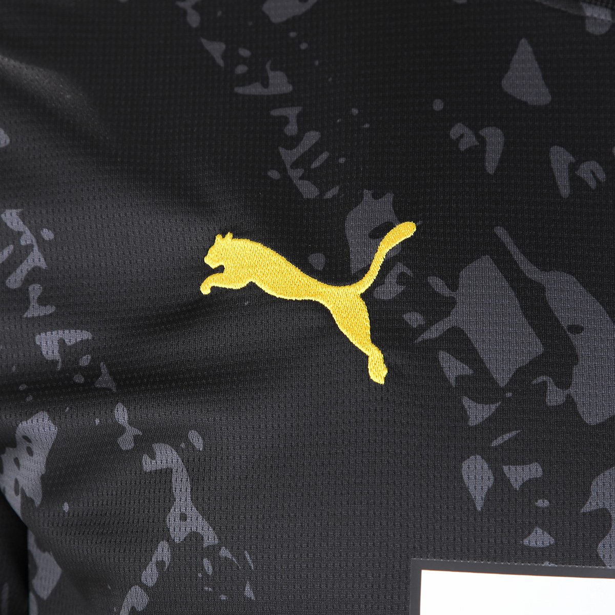 Miniatura Camisa Borussia Dortmund Away 23/24 s/nº Torcedor Puma Masculina Preto+Amarelo - EEGG