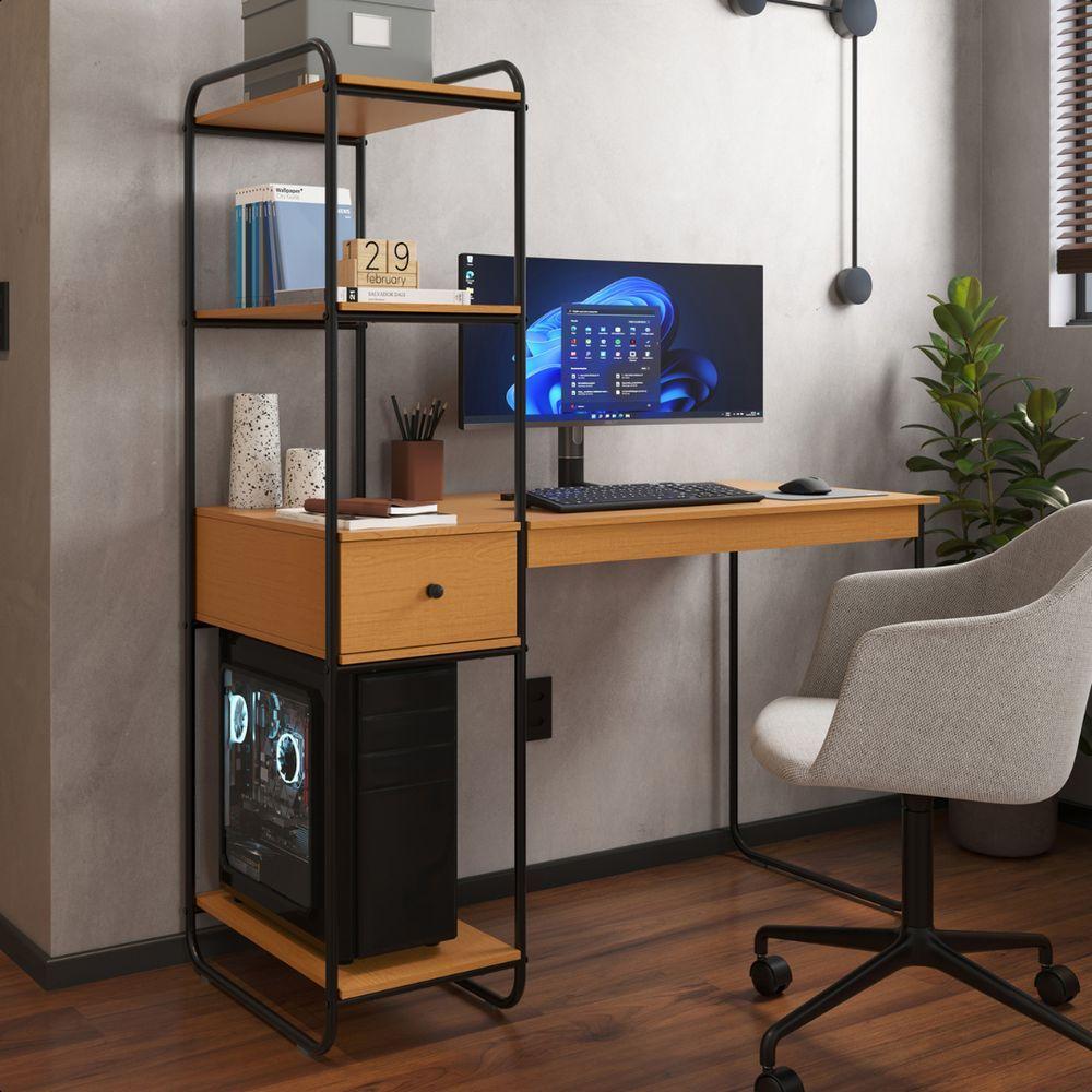 Miniatura Mesa Escrivaninha Industrial Escritório Com Prateleira Lateral Criare