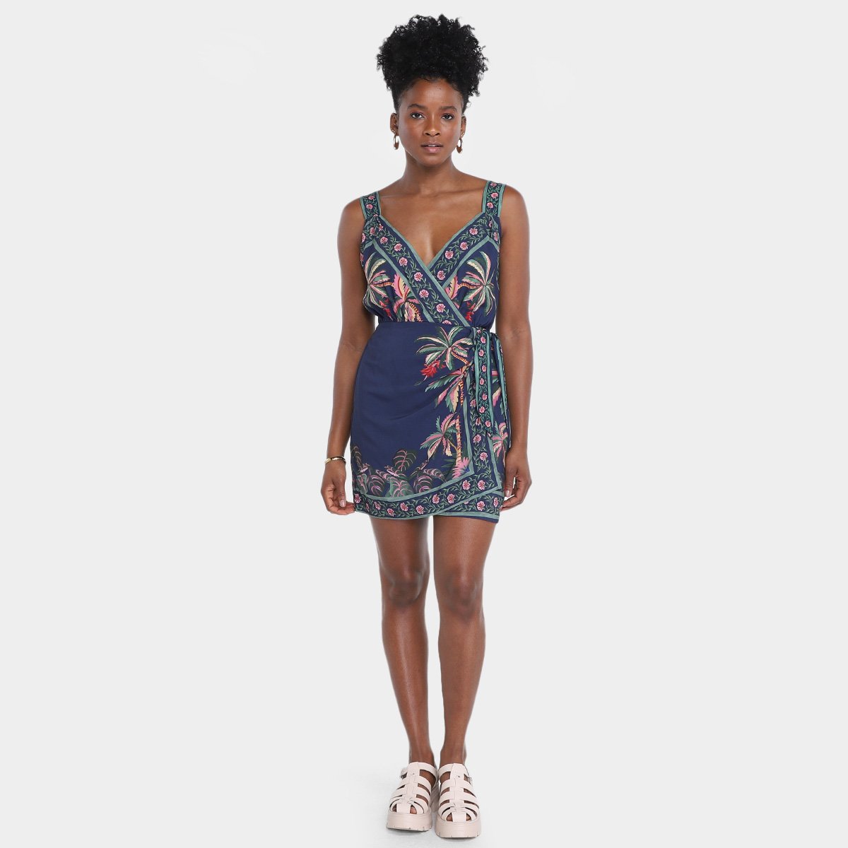 Miniatura Vestido Curto Farm Encanto da Natureza Feminino Azul - GG