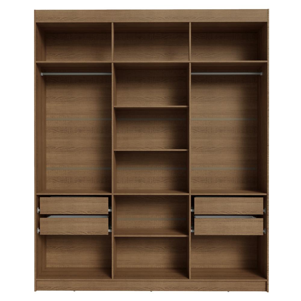 Guarda-Roupa Casal 6 Portas Batentes Rustic/Crema/Rustic Venus Madesa Rustic/Crema/Rustic