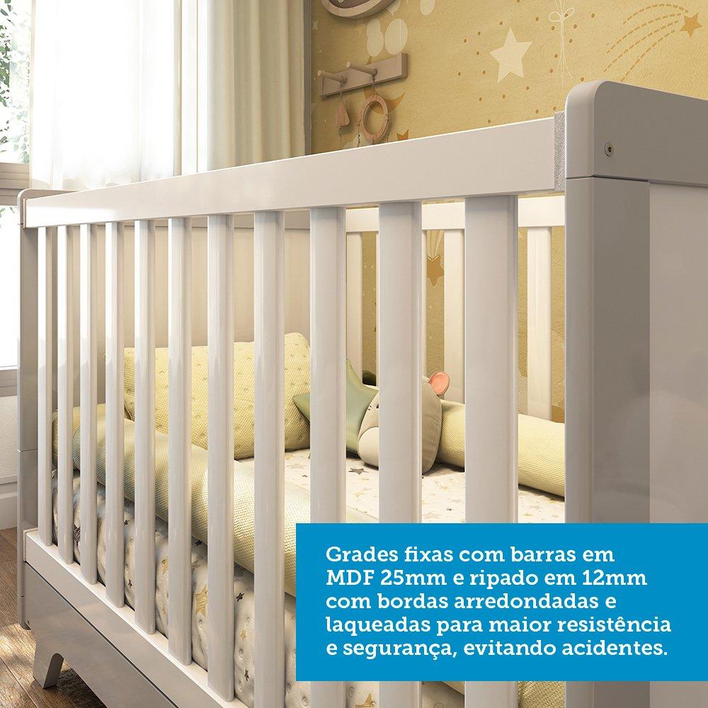 Berço Mini Cama Retrô Móveis Peroba Branco Brilho/Cinza