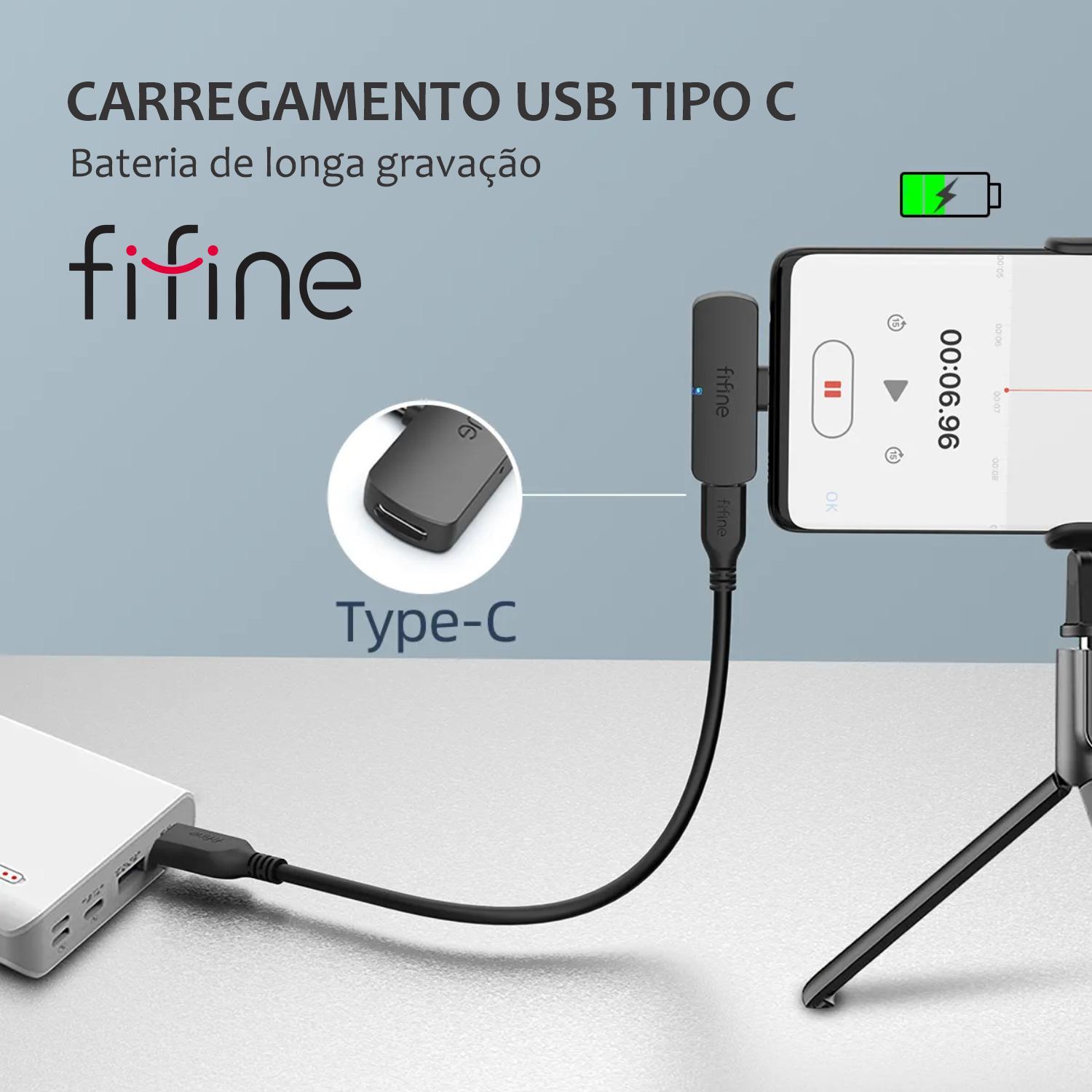 Miniatura Microfone De Lapela Sem Fio Fifine M6 Para Celular Android
