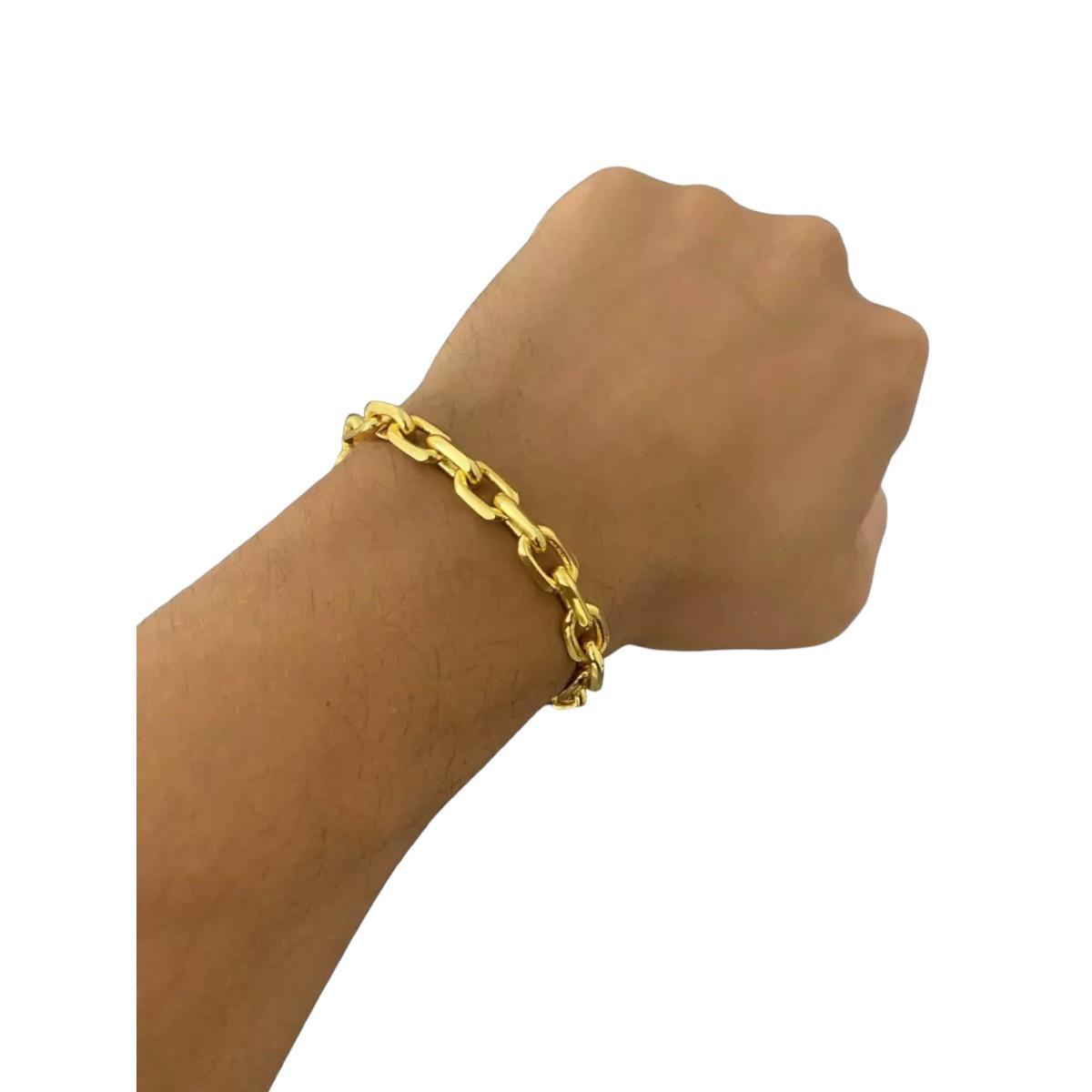 Miniatura Pulseira Cadeado 8Mm Fecho Mão Rezando - Banhada A Ouro 18K