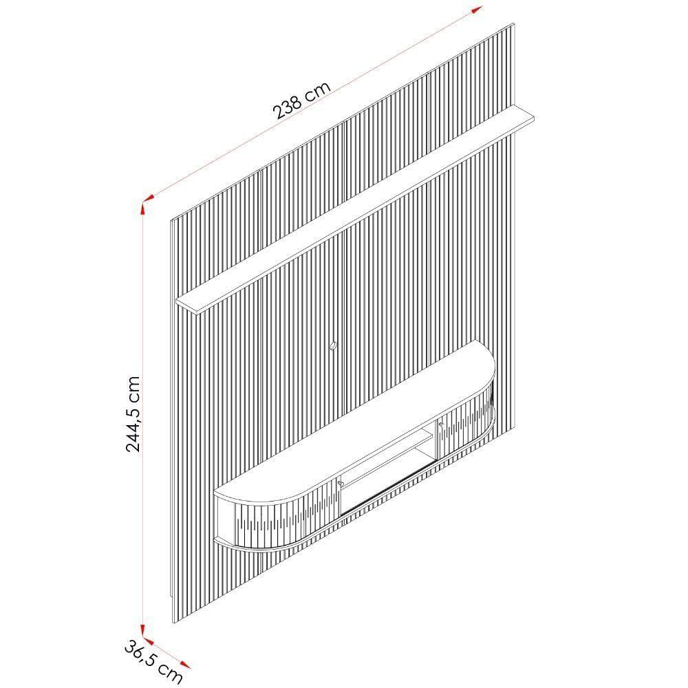 Miniatura Painel Home Suspenso Tv 75 Polegadas New Bugatti Cumaru Opala Madetec