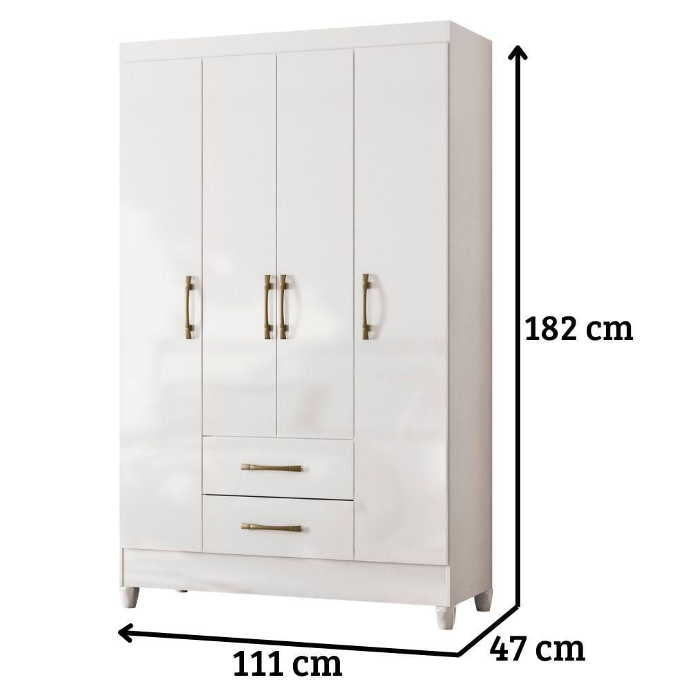 Miniatura Guarda Roupa Solteiro Paraty 4 Portas Branco Moval