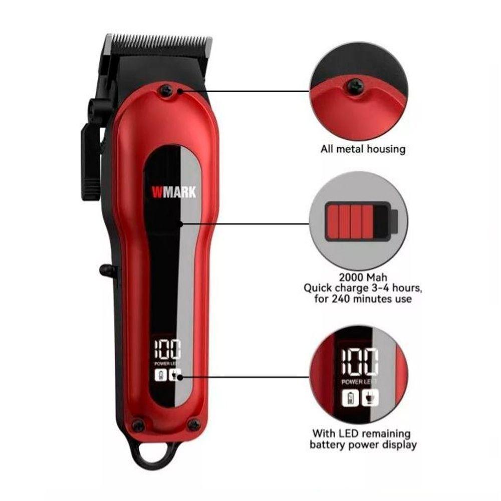 Miniatura Máquina De Cortar Cabelo Wmark Ng-122 Vermelha Bivolt