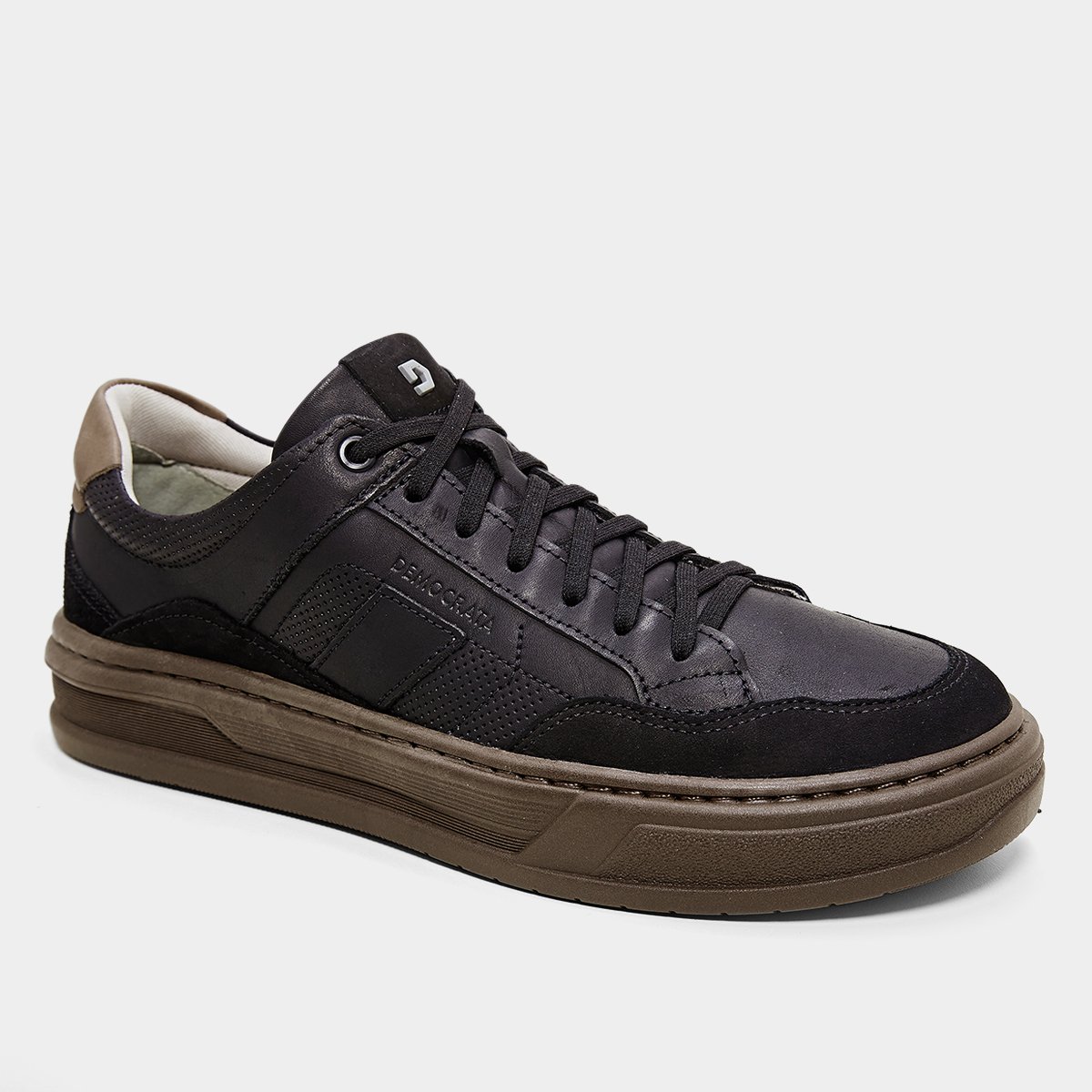 Miniatura Tênis Couro Democrata Wide Masculino Preto - 38