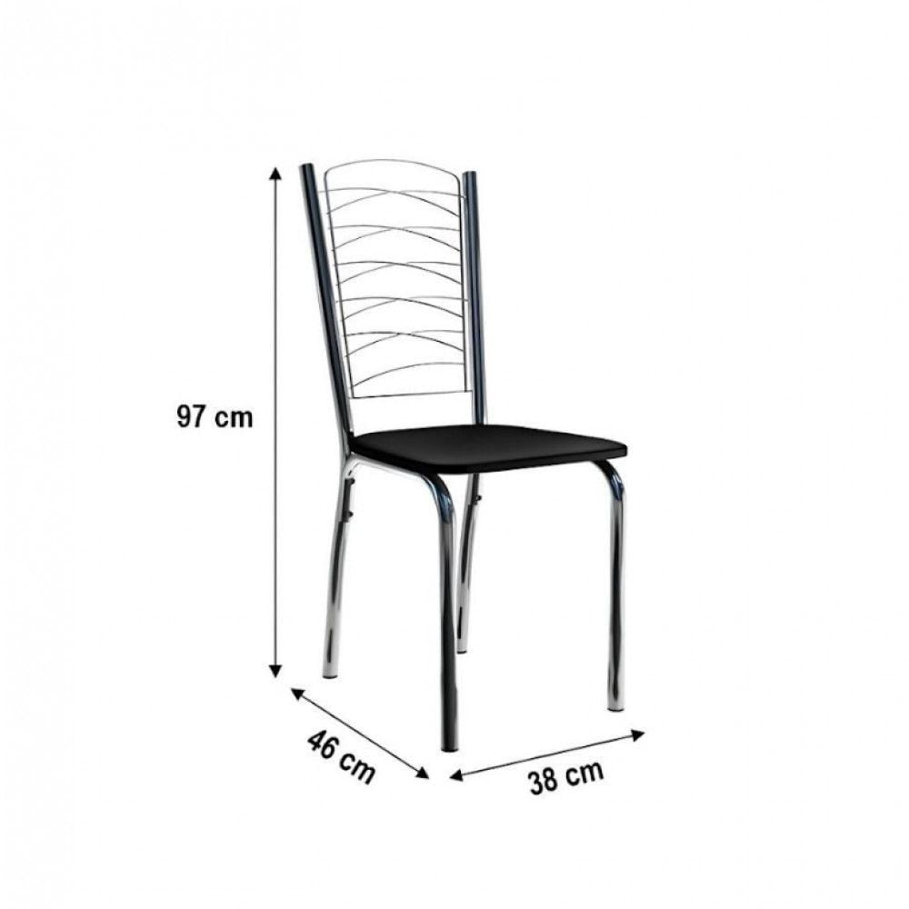 Conjunto De Mesa Ornata 125x75cm Com 4 Cadeiras ágata Cromado E Tampo De Vidro Tubform Cromo E Preto
