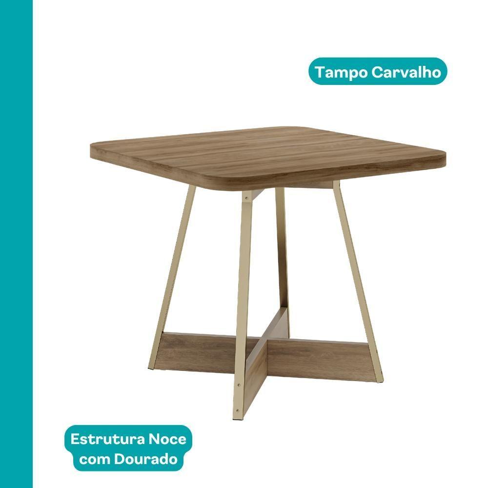 Miniatura Conjunto Sala De Jantar 4 Cadeiras Charlotte Carraro Carvalho Dourado