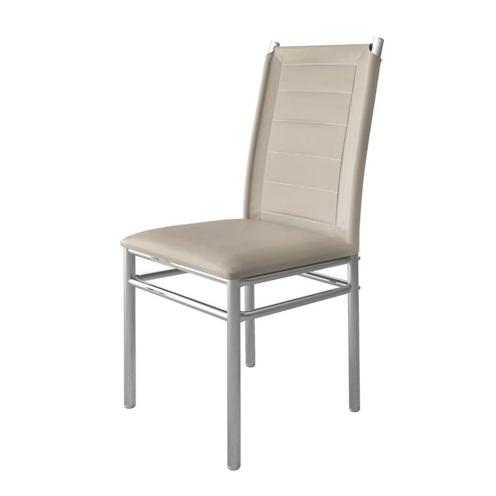 Miniatura Kit 2 Cadeiras De Jantar Mesa Cozinha Tókio Pés Aço Estofada Cor Cad.off-white_cromado