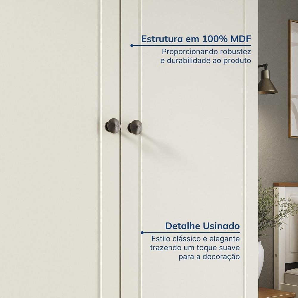 Guarda-roupa Solteiro 4 Portas 2 Gavetas Ananda Cabecasa Madeiramadeira OFFWHITE