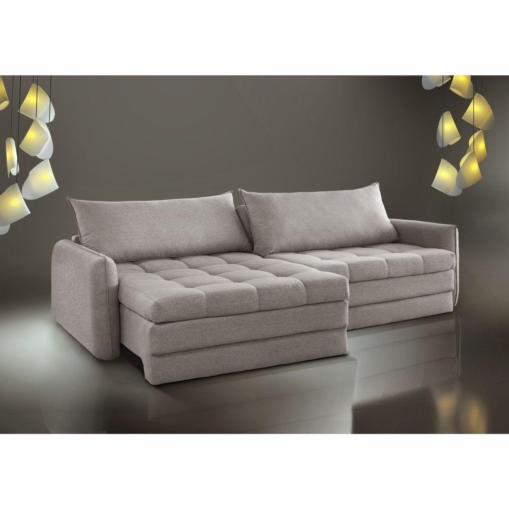 Sofá Cama Retátil E Reclinável Captiva Tecido Linho Cinza 2,64 M