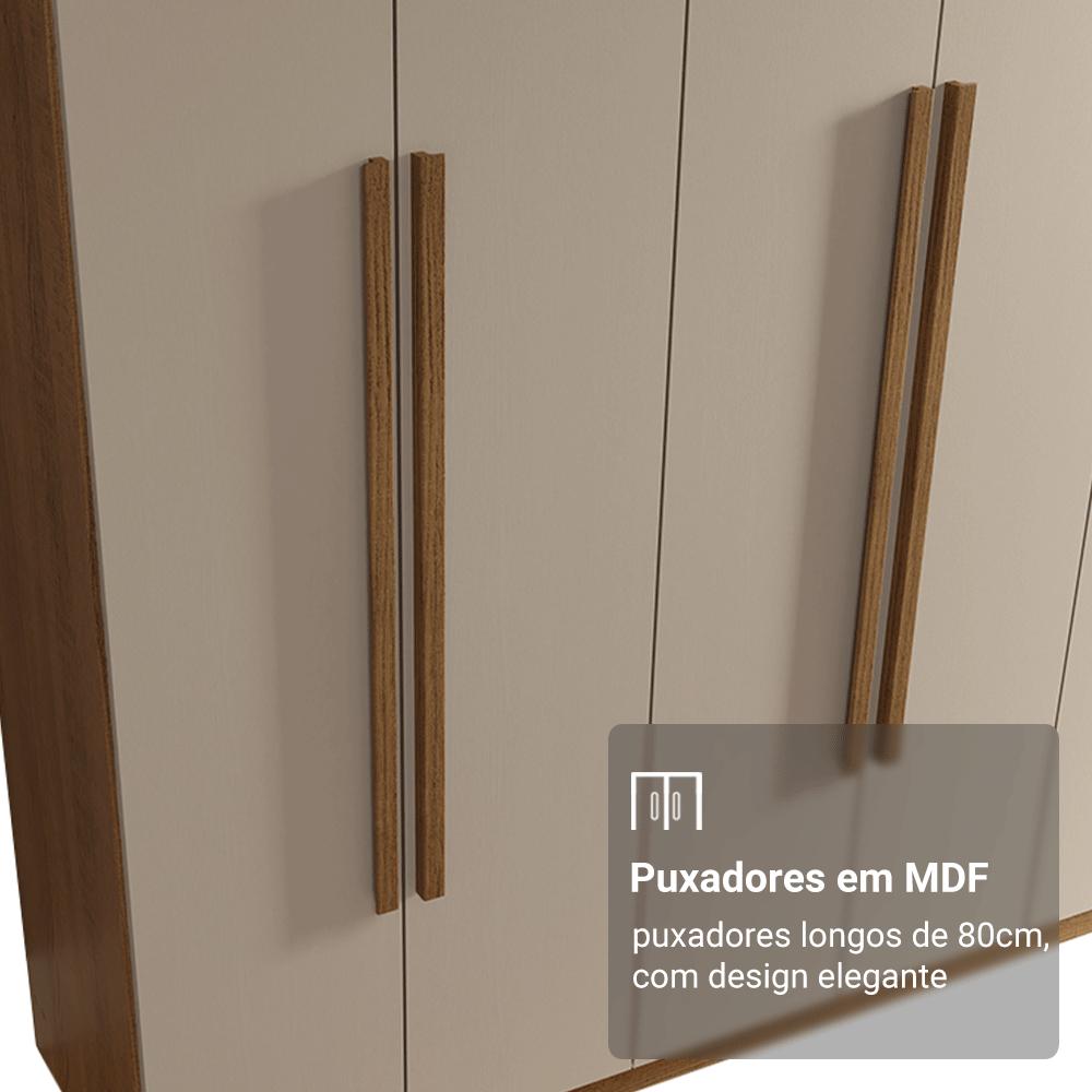 Guarda-Roupa Casal 6 Portas Batentes Rustic/Crema/Rustic Venus Madesa Rustic/Crema/Rustic