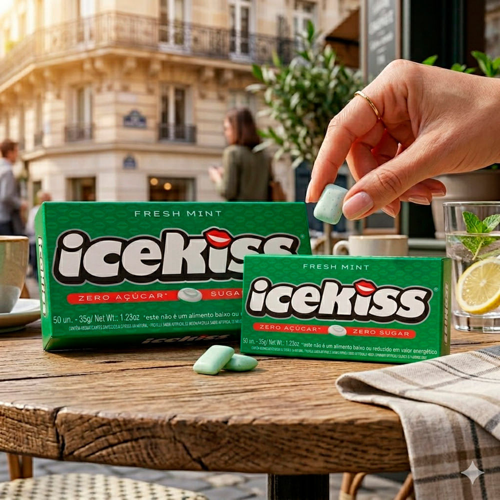 Miniatura Pastilha IceKiss Fresh Mint Zero Açúcar 50 Unidades