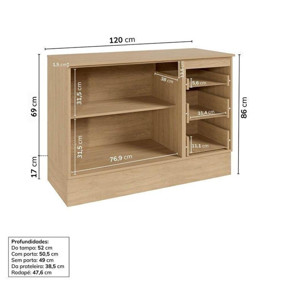 Cozinha Modulada 5 Peças 3 Aéreos 2 Balcões Nara Cabecasa Madeiramadeira Avena