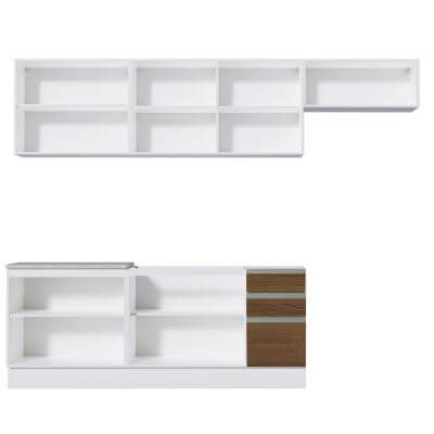 Miniatura Cozinha Completa Madesa Marcela Com Armário e Balcão (Sem Tampo e Pia) Branco/Rustic/Branco Cor:Branco/Rustic/Branco