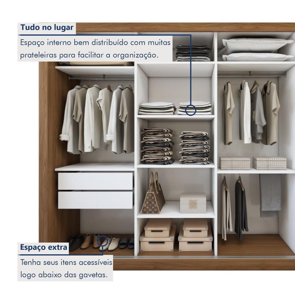 Miniatura Guarda Roupa Casal Liv Yescasa Carvalho/Branco